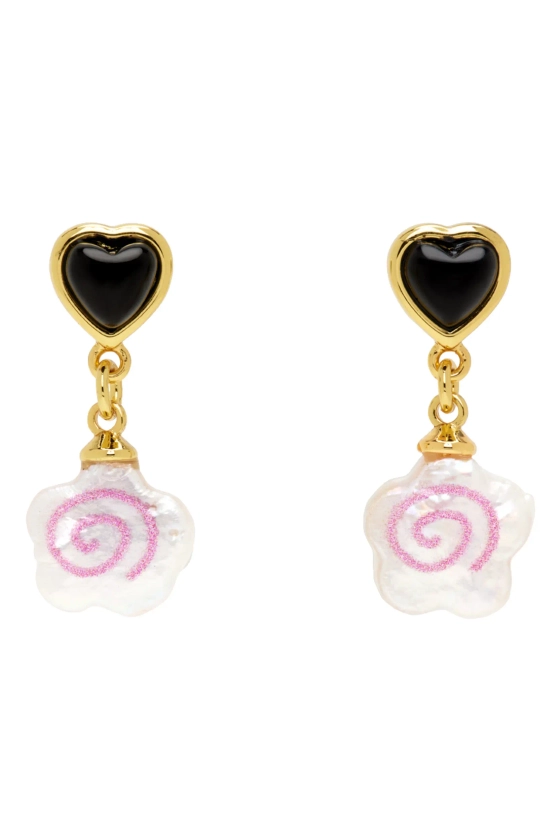 Boucles d'oreilles dorées à pendentif de narutomaki