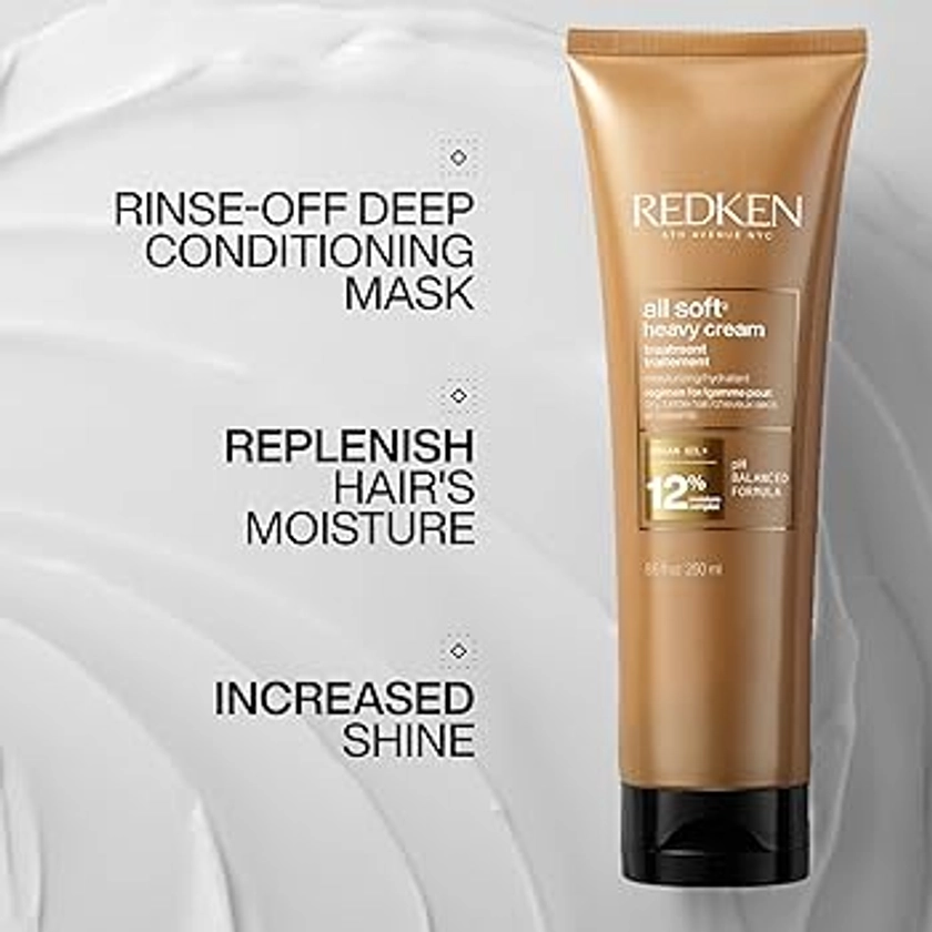 Redken All Soft Heavy Cream Treatment Mask | Deep Conditioner For Dry Hair | Deep Conditioning Hair Treatment For Soft, Smooth Hair | 8.5 Fl Oz