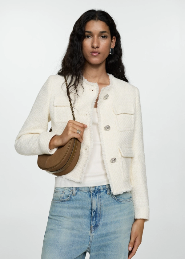 Pocket tweed jacket - Woman | MANGO USA