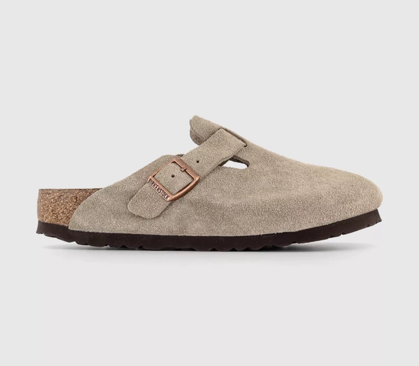 BIRKENSTOCK Boston Clogs F Taupe Suede - Flat Shoes for Women