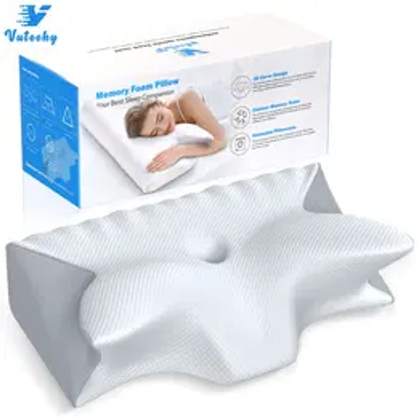 Memory Foam Neck Pillow Bed Pillow for Side Back Sleepers