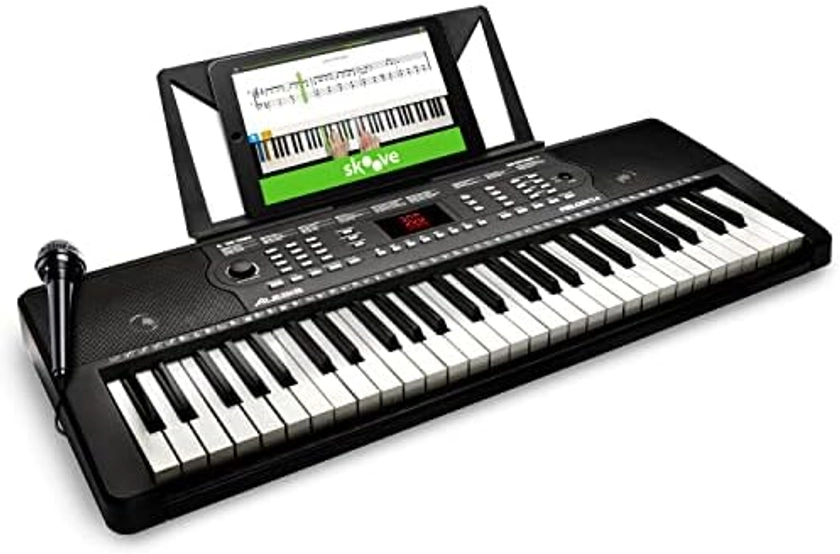 Alesis Melody 54 - Clavier électronique Portable 54 Touches, Enceintes Intégrées, 300 Sons et 300 Rythmes intégrés, 40 morceaux de démonstration, fonctionnalités pédagogiques, microphone et pupitre : Amazon.com.be: Instruments de musique