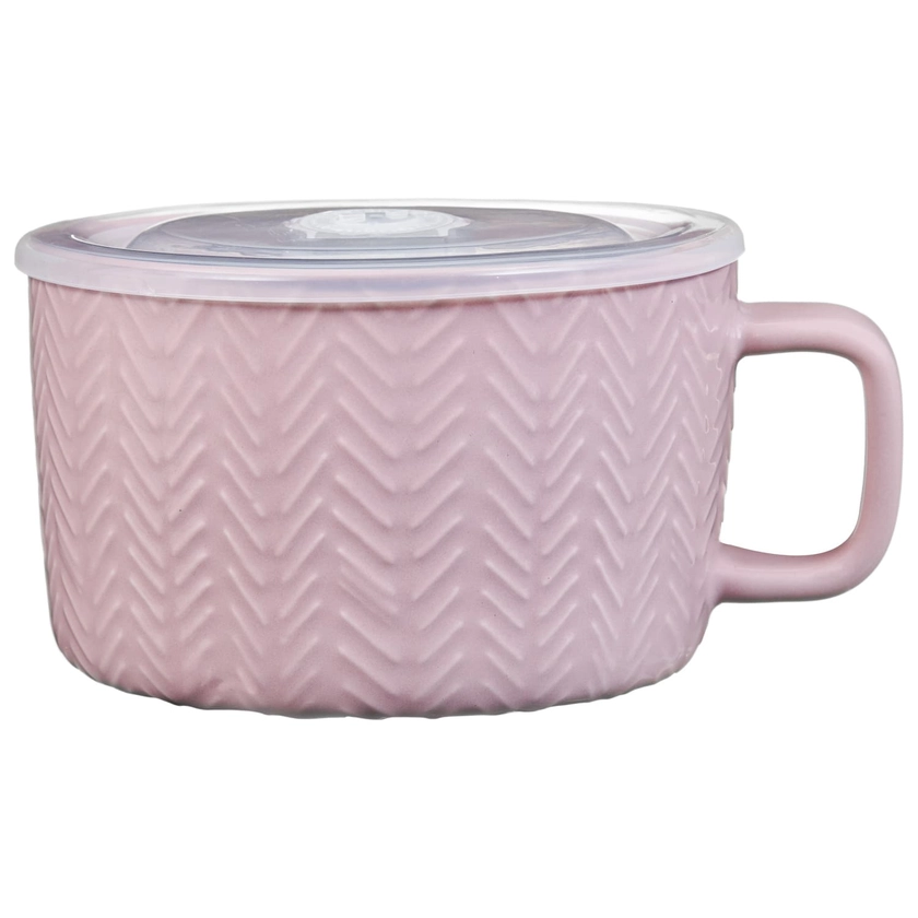 Herringbone Embossed Soup Mug - Blush