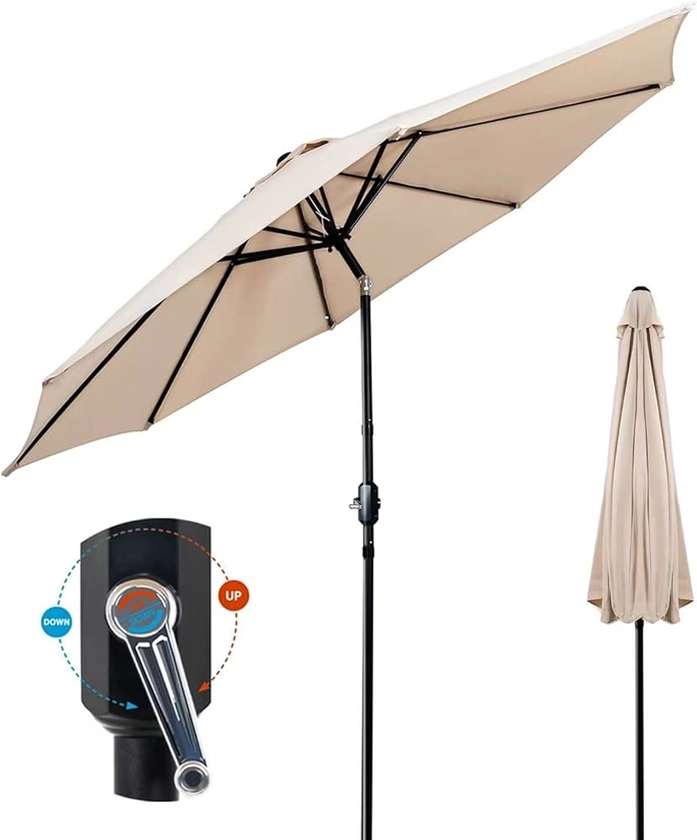 PULUOMIS Garden Parasol 3m Patio Umbrella Cantilever Outdoor Sunshade with Tilt Crank Handle for Commercial Residential Use and Beach, Beige