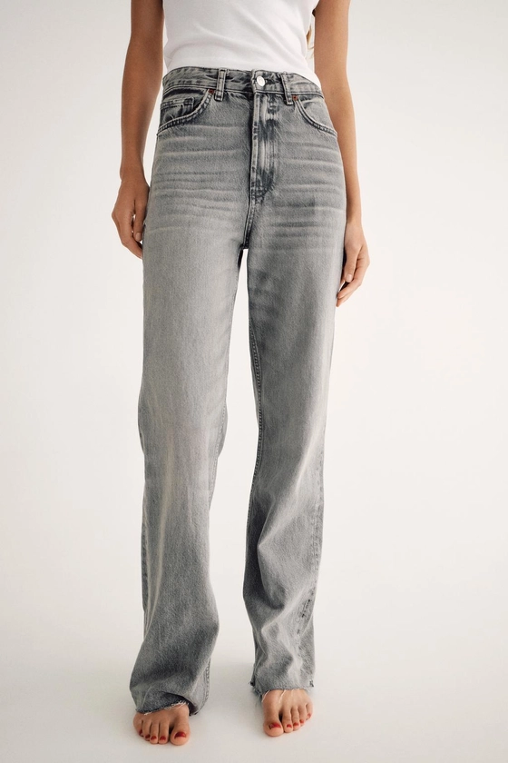 WIDE LEG JEANS TRF MET HIGH WAIST