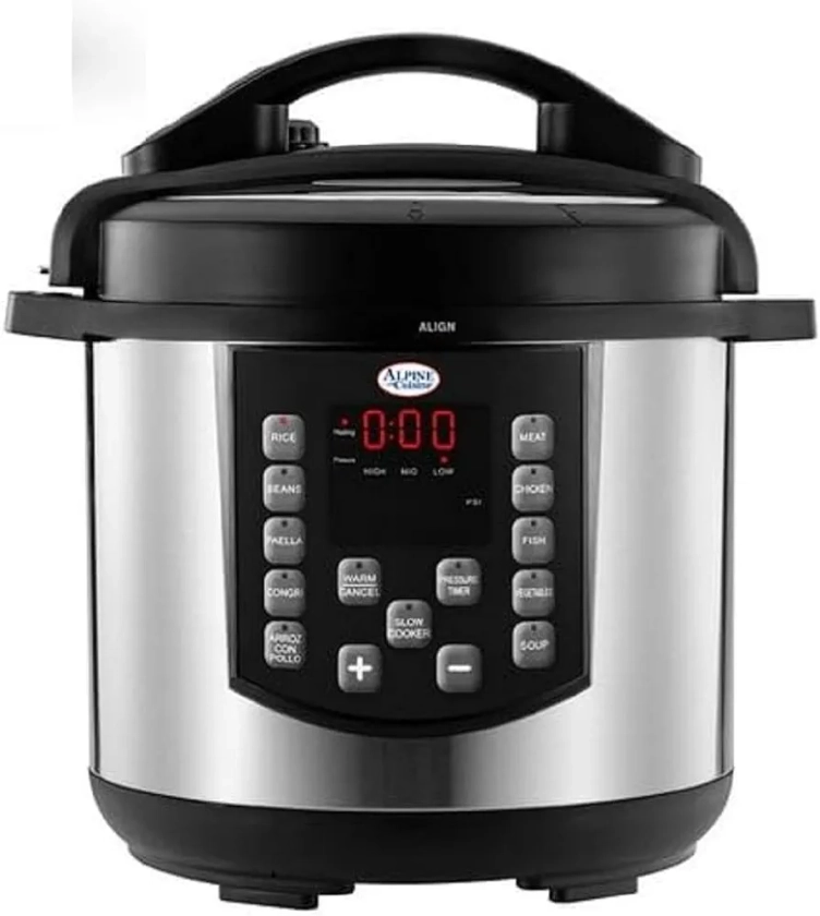 Alpine Cuisine Electric Digital Pressure Cooker 12 Set Multifunction | Durable Aluminum Cooking Pot Non-Stick Coating | 12 Presenting Different Functions & 10 Safety Mechanisms | Color Box Packing