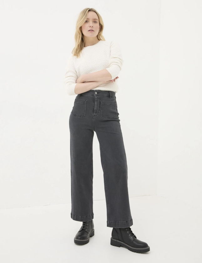 High Waisted Wide Leg Cropped Jeans | FatFace | M&S