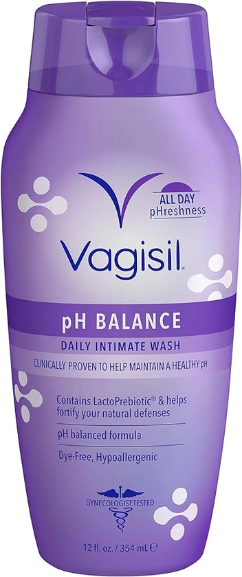 Vagisil Feminine Wash for Intimate Area Hygiene, pH Balance, Gynecologist Tested, Hypoallergenic, 12 oz, (Pack of 1)