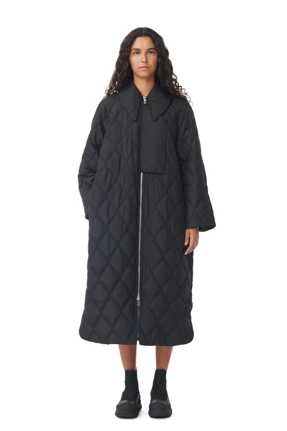 Black Manteau Ripstop Quilt | GANNI FR