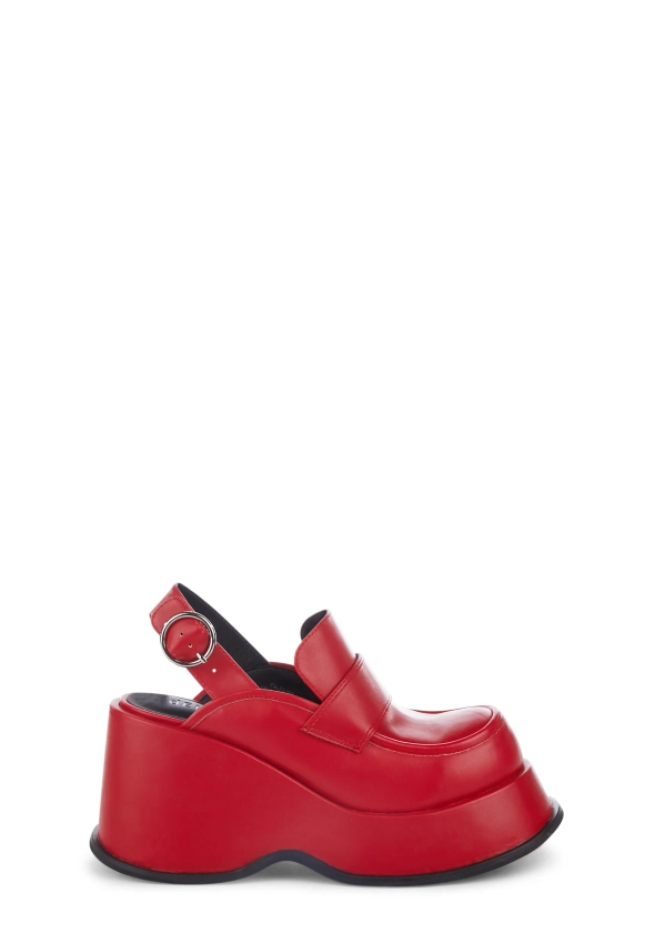 dELiA*s by Dolls Kill Vegan Leather Platform Slingback Loafers - Red