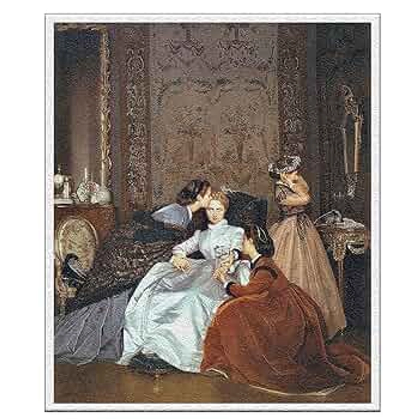 Vintage Love Canvas Wall Art，Hand Print The Reluctant Bride Story, La Fiancée Hésitante, Auguste Toulmouche,Wall Decor for living room 24 x 36 in Unframed