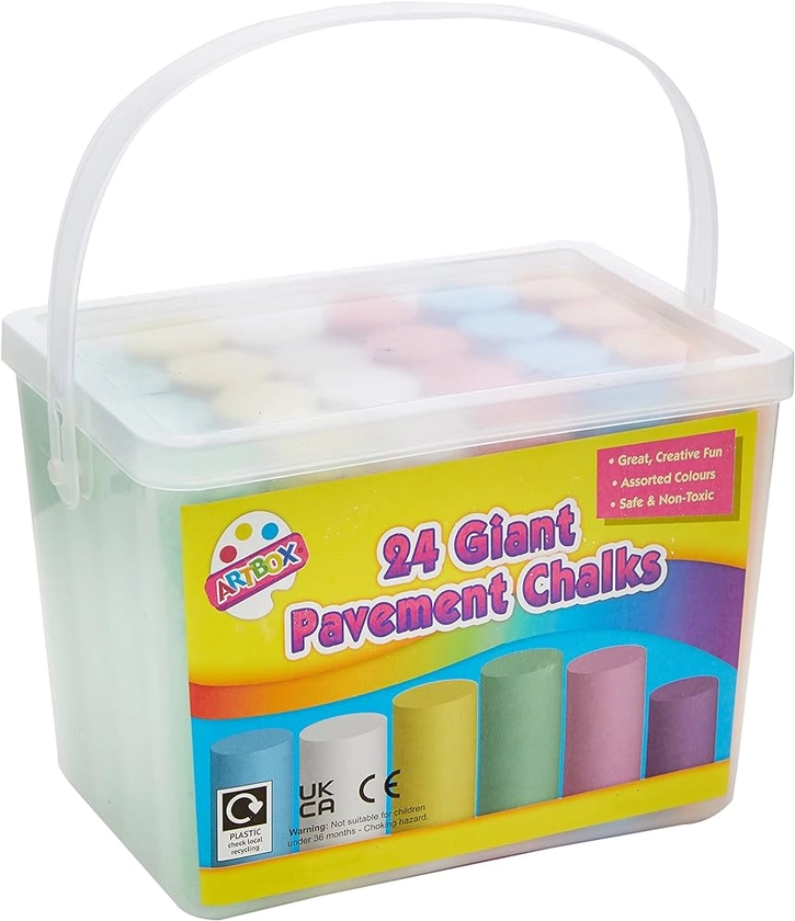ART BOX 24 Giant Pavement Chalks in Tub Red : Amazon.co.uk: Toys & Games