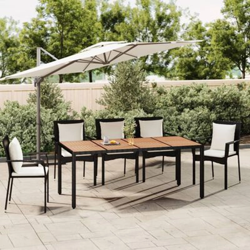 vidaXL Table de jardin et dessus en bois Gris Résine tressée et acacia | vidaxl-be