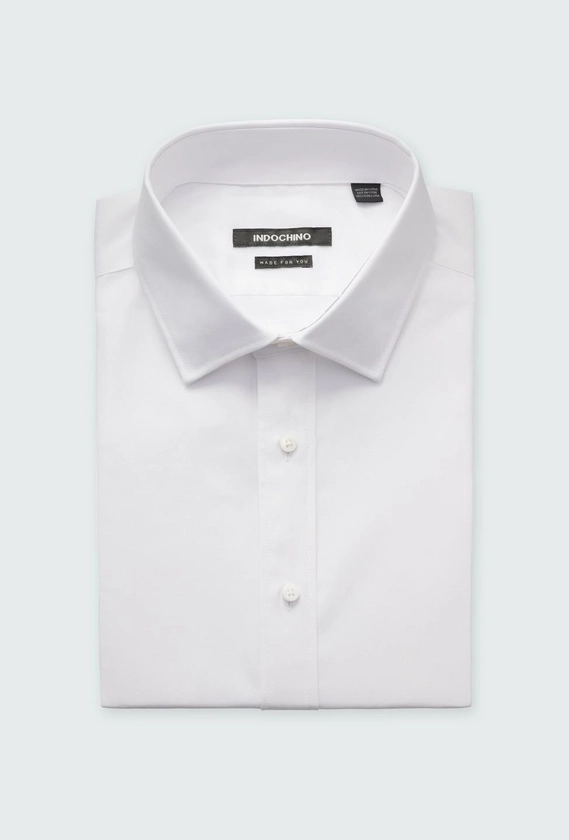 Men's Custom Shirts - Hailey Cotton Stretch White Shirt | INDOCHINO