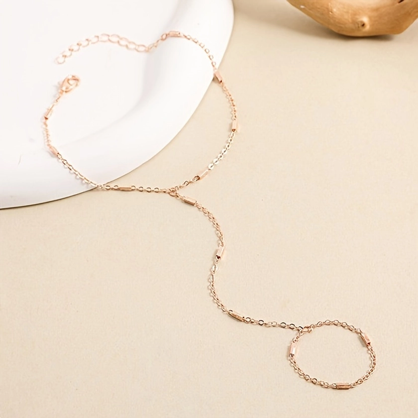 1 Pc Simple Chain Design Mitten Bracelet Alloy Jewelry Elegant Sexy Style For Women Summer Daily Hand Chain