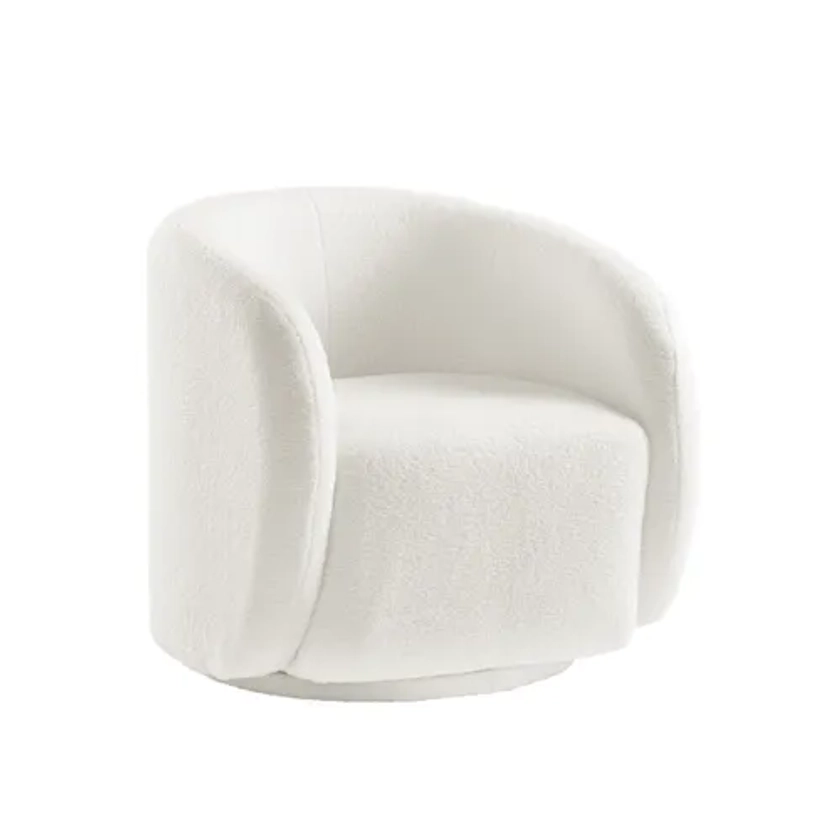 Fauteuil fixe NIELS tissu blanc - Fauteuil BUT