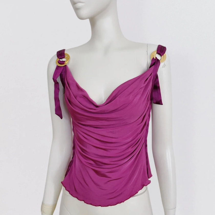 ICEBERG – Pink sleeveless draped top with gold buckle details