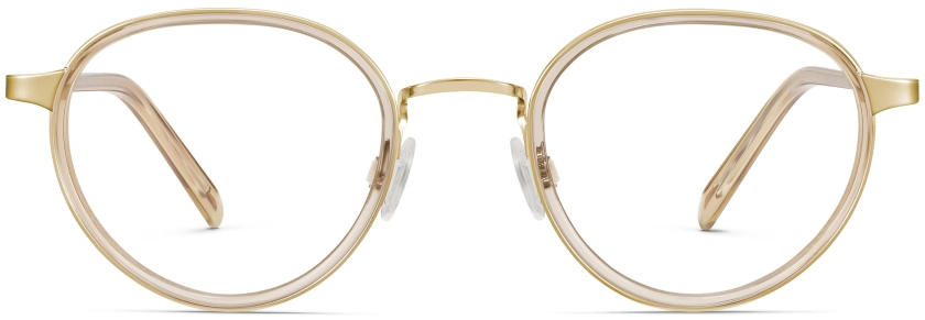 Nestor Eyeglasses in Brown Sugar Crystal with Polished Gold