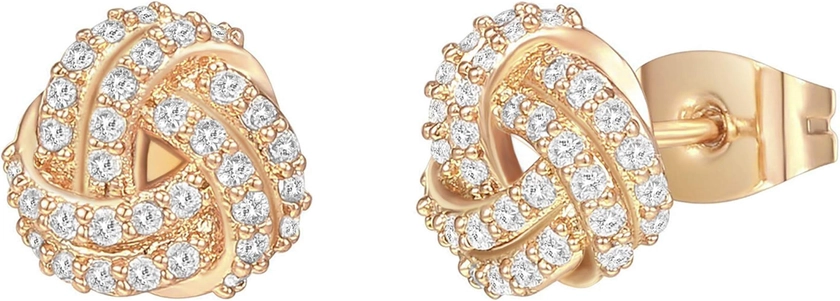 PAVOI 14K Gold Plated Sterling Silver Post Love Knot Stud Earrings | Gold Earrings for Women