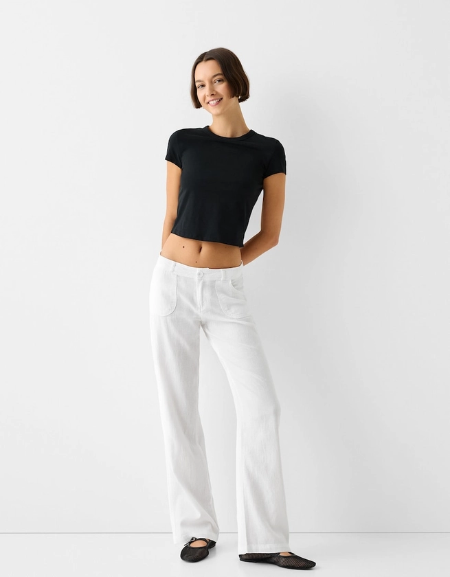 Linen-blend pants