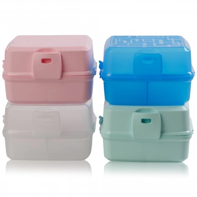 Double Sided Plastic Lunch Box with Cutlery