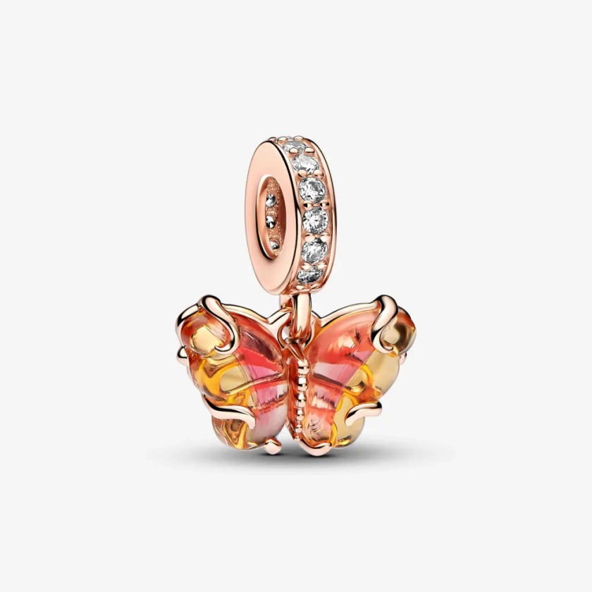 Charm Ouro Rosé Pendente Borboleta Laranja e Rosa - Pandora Joias | Charms, Braceletes, Anéis | Site Oficial