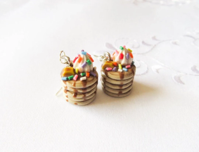 Sprinkle Pancake Earrings, Polymer Clay, Food Jewelry, Cute Earrings, Breakfast Earrings, Pancakes - Etsy