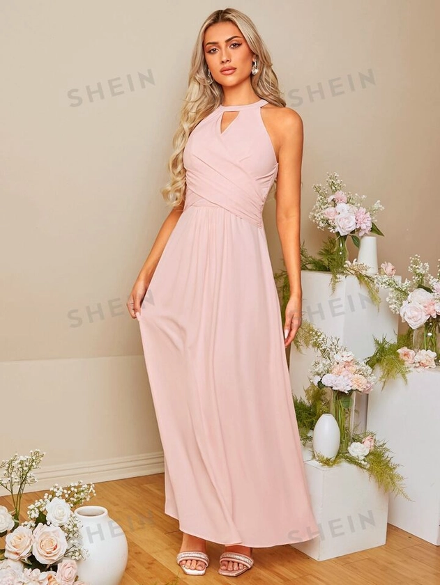 SHEIN Belle Keyhole Neckline Cross Wrap Bridesmaid Dress | SHEIN USA