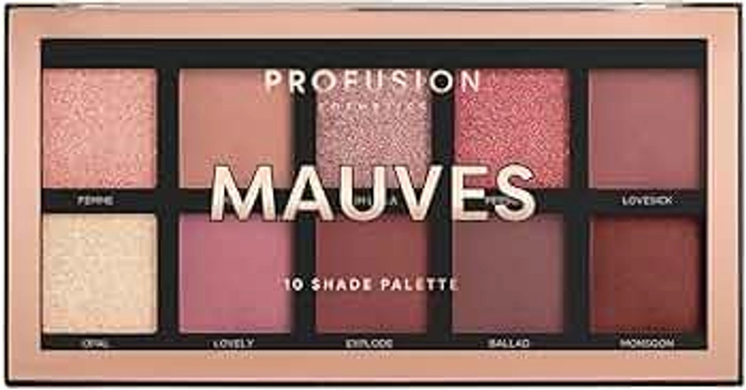 Profusion Cosmetics Mauves 10 Shade Eyeshadow Palette (blendable multi-finish neutrals and dusty rose to plummy hues)