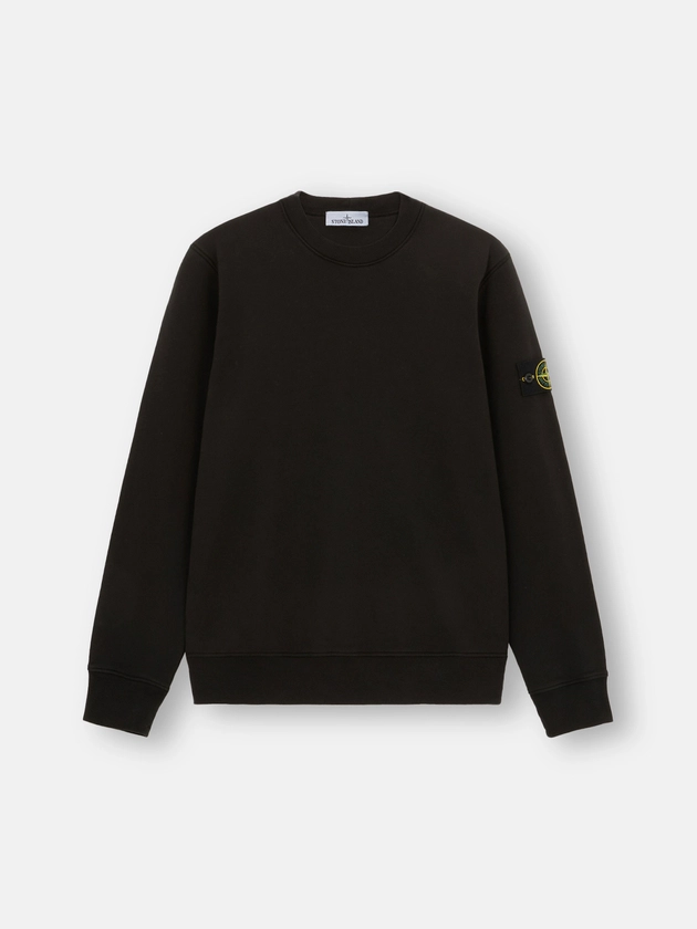 63051 COTTON FLEECE Sweat-shirt ras-du-cou côtelé Noir | Stone Island FR