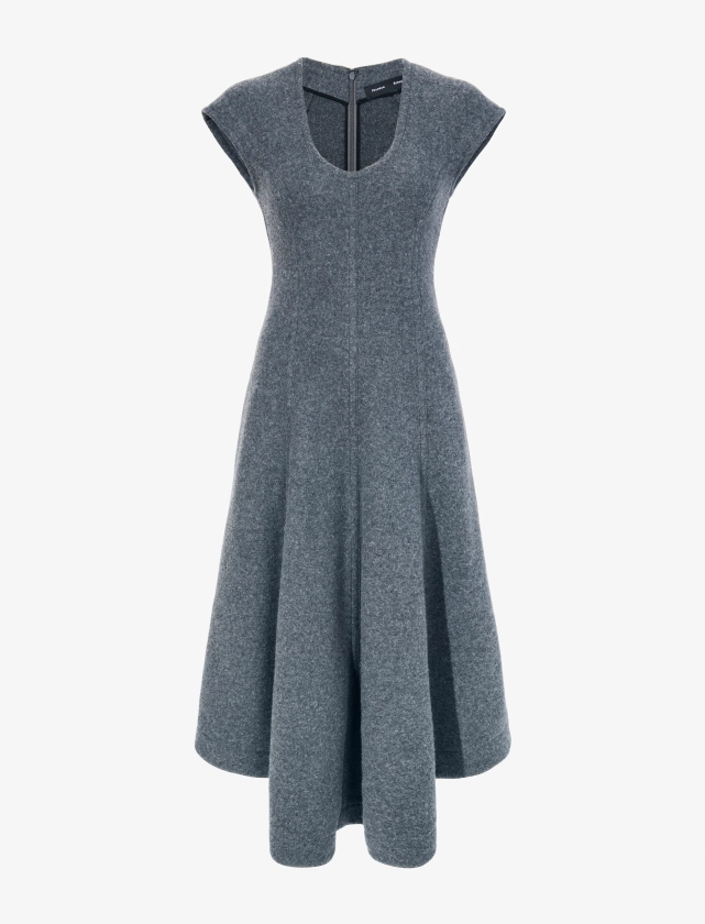 Proenza Schouler Delilah Dress in Wool Jersey - Dark Grey Melange | Proenza Schouler Official Site