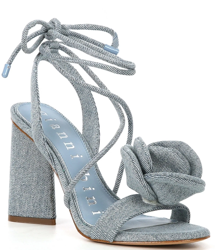 Gianni Bini Dakota Denim Flower Ankle Wrap Dress Sandals | Dillard's