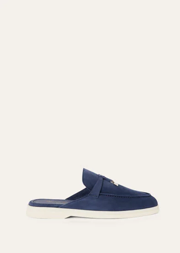 Mocassins Babouche Charms Walk en cuir suédé, Suède, True Dark Blue | Loro Piana