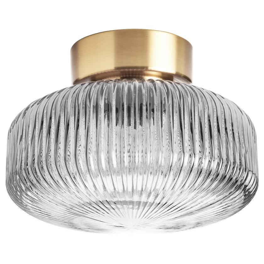 SOLKLINT ceiling lamp, brass/grey clear glass, 27 cm - IKEA