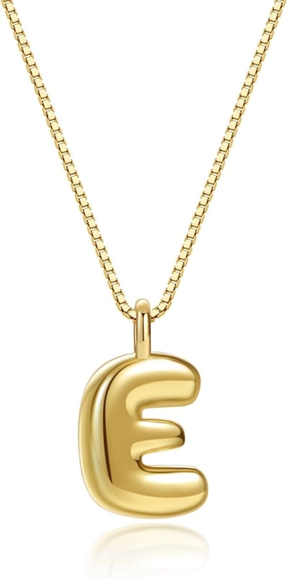 Halora Gold A-Z Bubble Letter Necklace for Women, Balloon Initial Pendant Necklace Jewellery Gifts