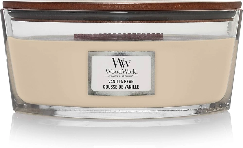 WoodWick Scented Candle with Crackling Wick | Vanilla Bean Ellipse Candle | Long Burning Candles: Up to 50 Hours Burn Time | Perfect Gifts for Women