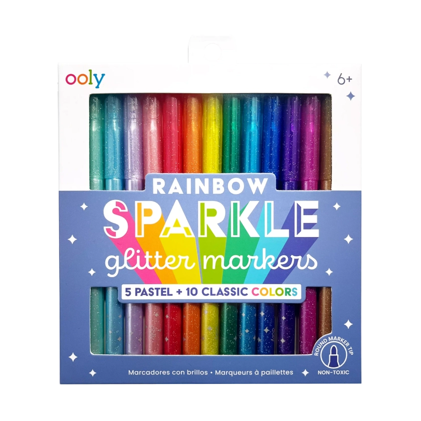 Rainbow Sparkle Glitter Markers - Set of 15