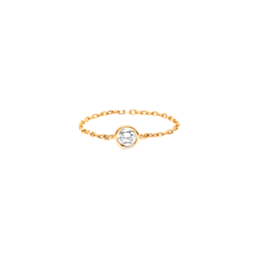 Djula Diamond Solitaire Chain Ring in 18K Yellow Gold