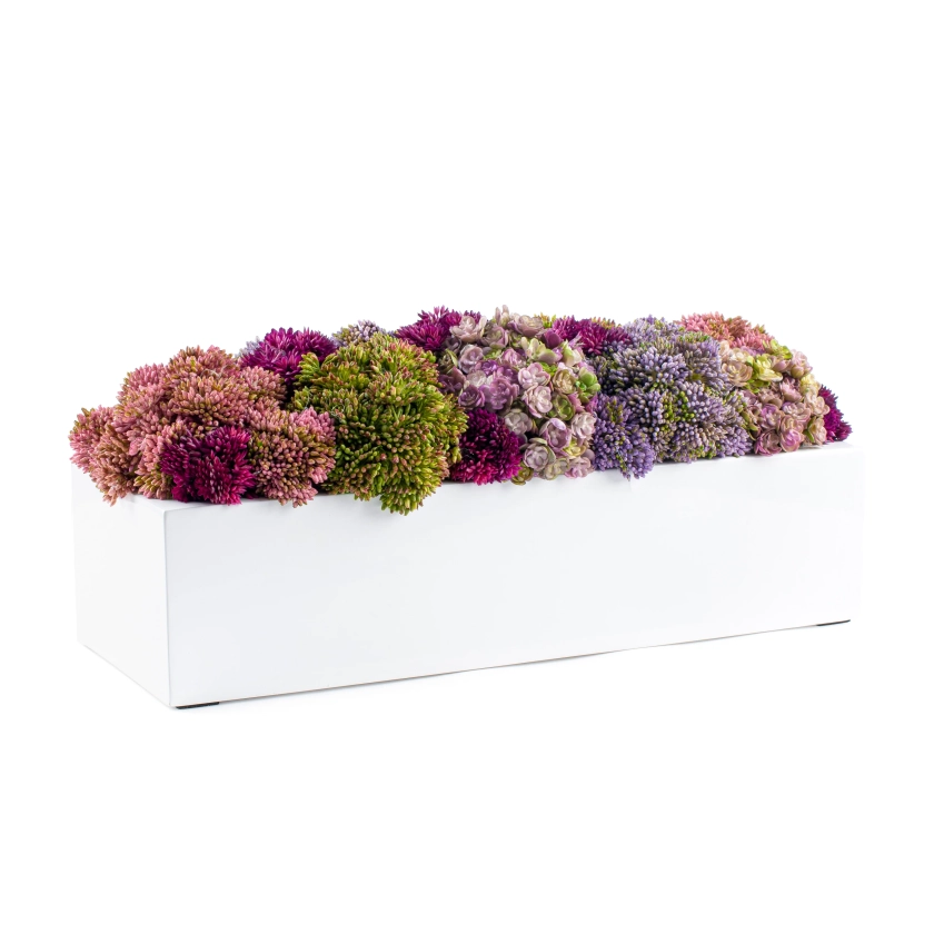 DH Floral White Rectangular Pot