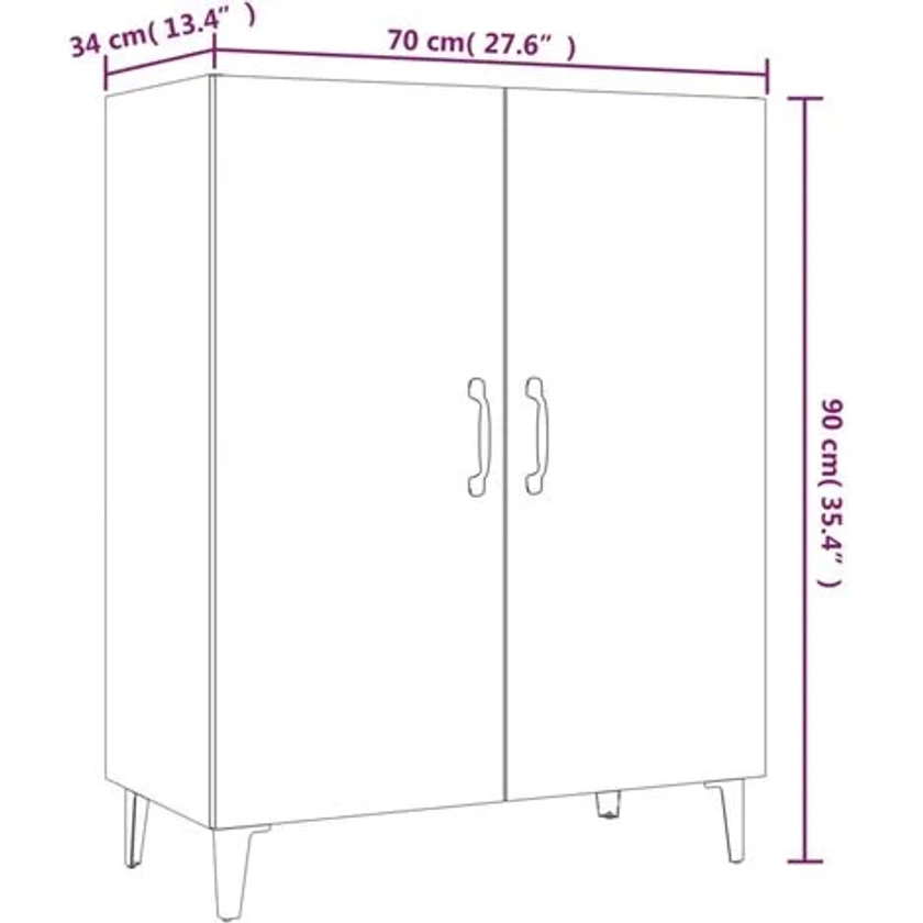 Buffet Gris béton 70x34x90 cm Bois d'ingénierie vidaXL