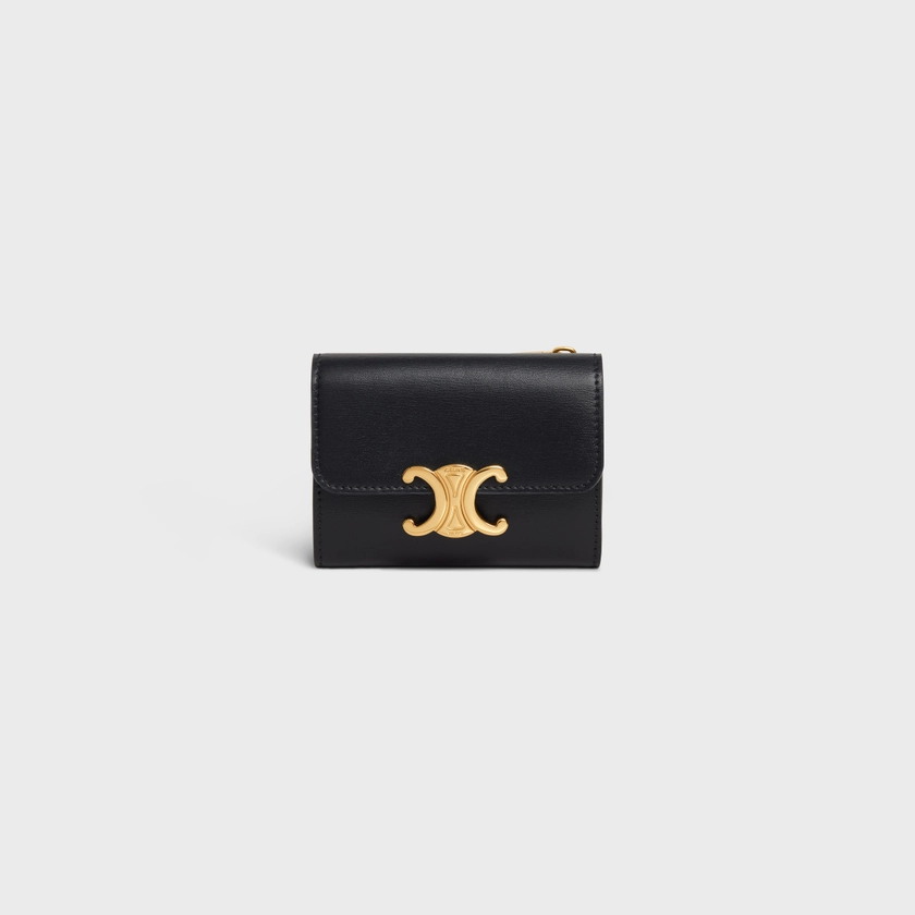COMPACT WALLET WITH COIN TRIOMPHE in Shiny calfskin