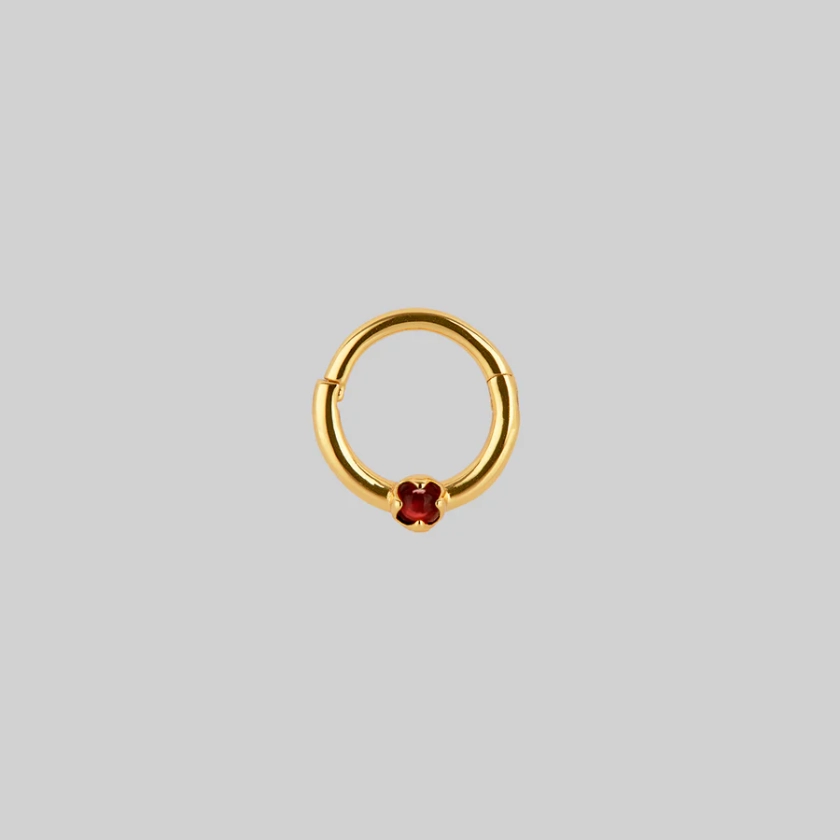 SERAPHINA. Garnet Septum Clicker Ring - Gold – REGALROSE