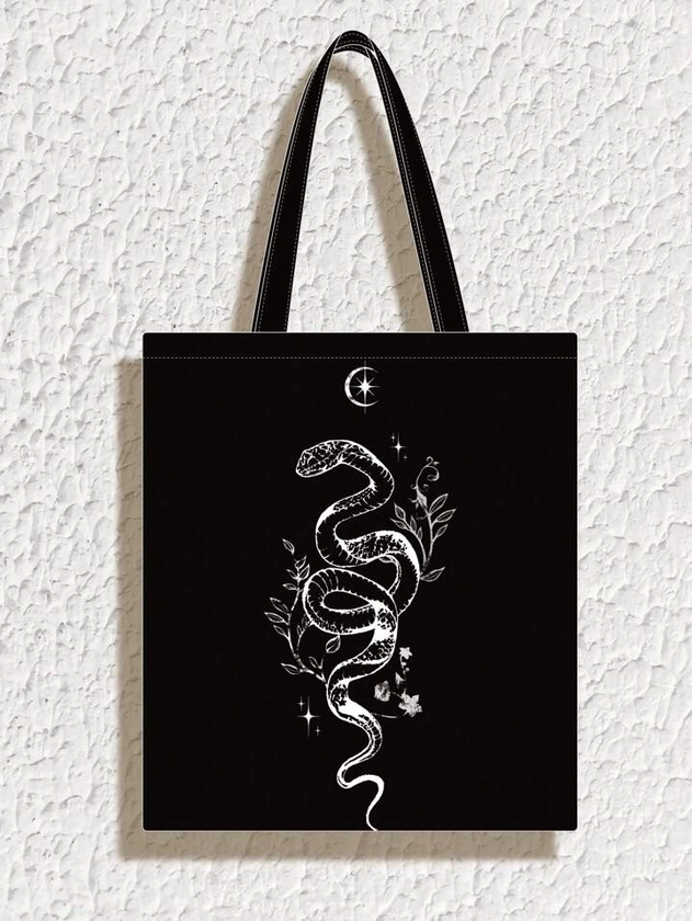 Goth Women'S Oversized Snake Pattern Tote Bag