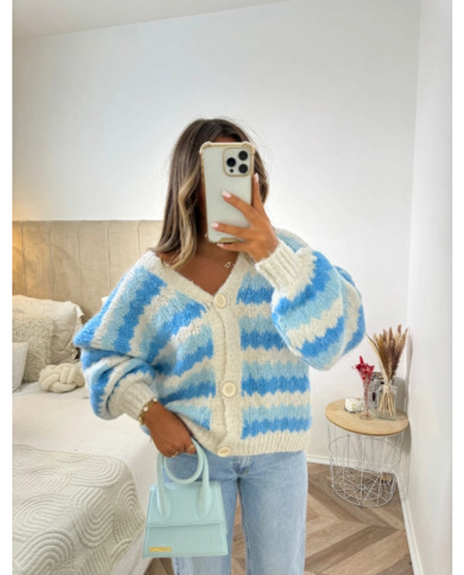 Cardigan Rayé multi bleu