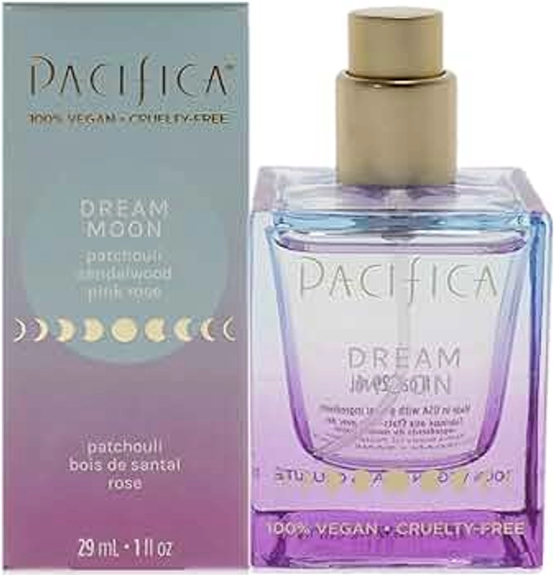 Pacifica Beauty, Dream Moon Spray Perfume, Pink Rose, Sandalwood, Patchouli Notes, Womens Fragrance, Natural & Essential Oils, Clean Fragrance, Vegan & Cruelty Free