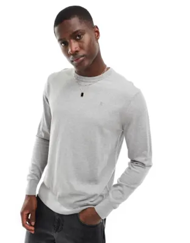 Scalpers skull round neck jumper in light grey