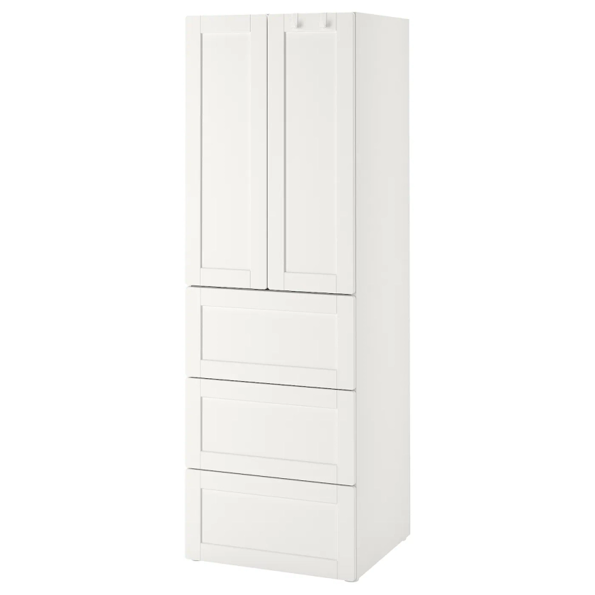 SMÅSTAD / PLATSA Wardrobe - white with frame/with 3 drawers 60x42x181 cm