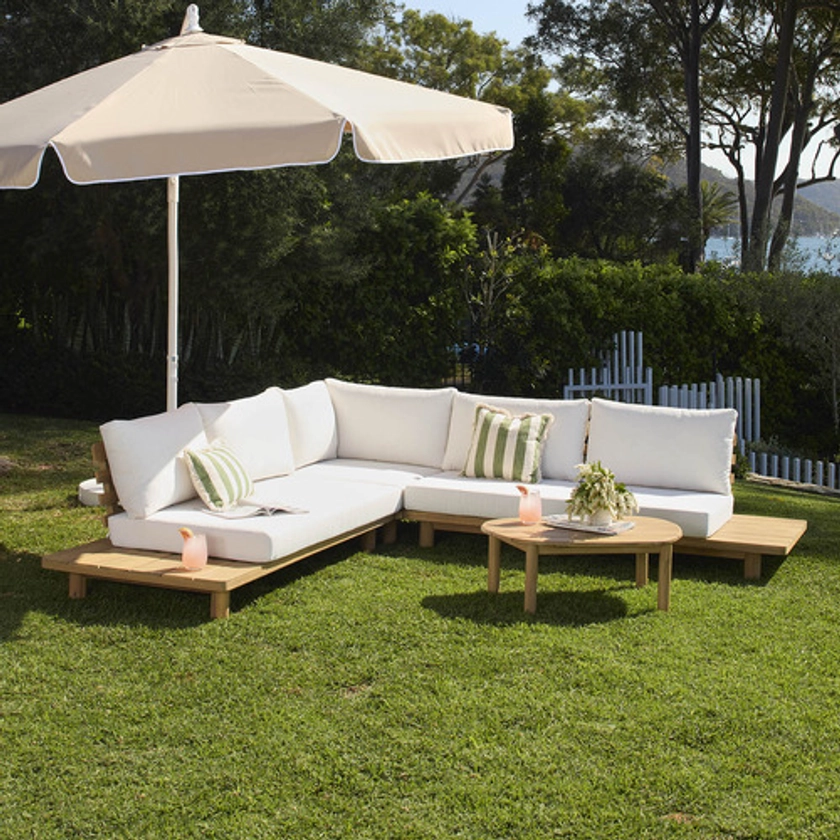 Temple & Webster 5 Seater Clifton Acacia Wood Outdoor Modular Lounge Set