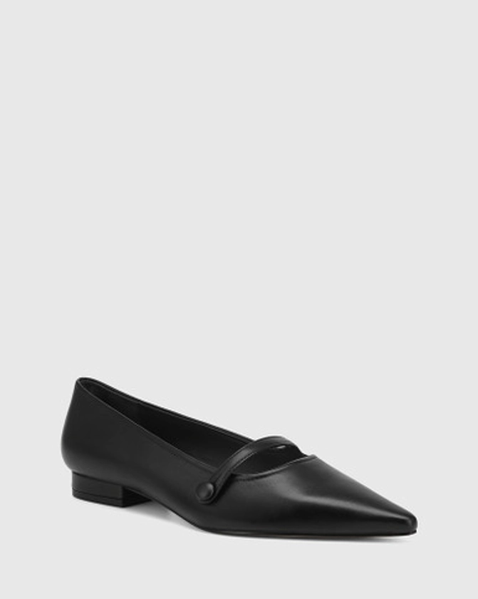 Milly Black Leather Flat