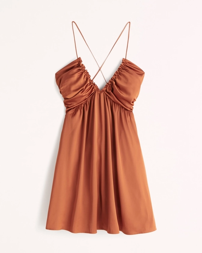 Donna Drama Ruched Mini Dress | Donna Vestiti e Salopette lunghe | Abercrombie.com